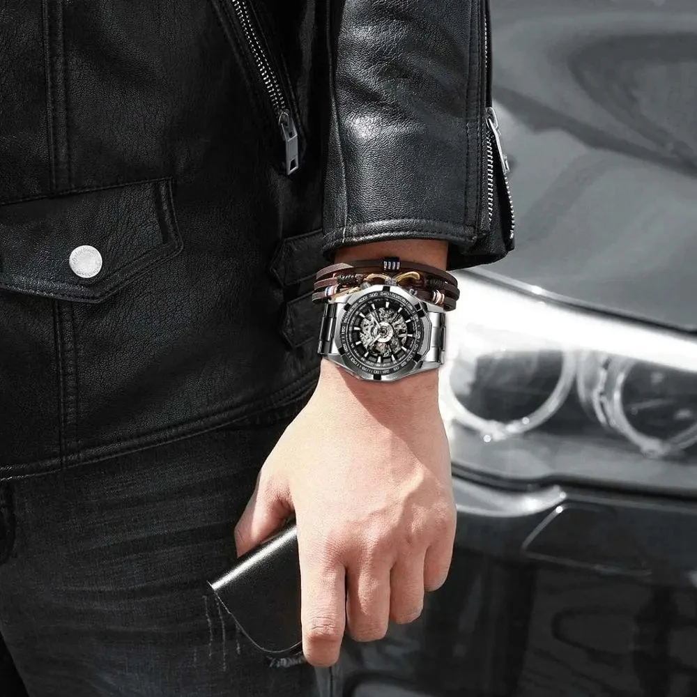 WINNER Classic Skeleton Watch for Men Luminous Hands Mechanical Watches Stainless Steel Strap Luxury Brand Forsining Wristwatch - Image 19