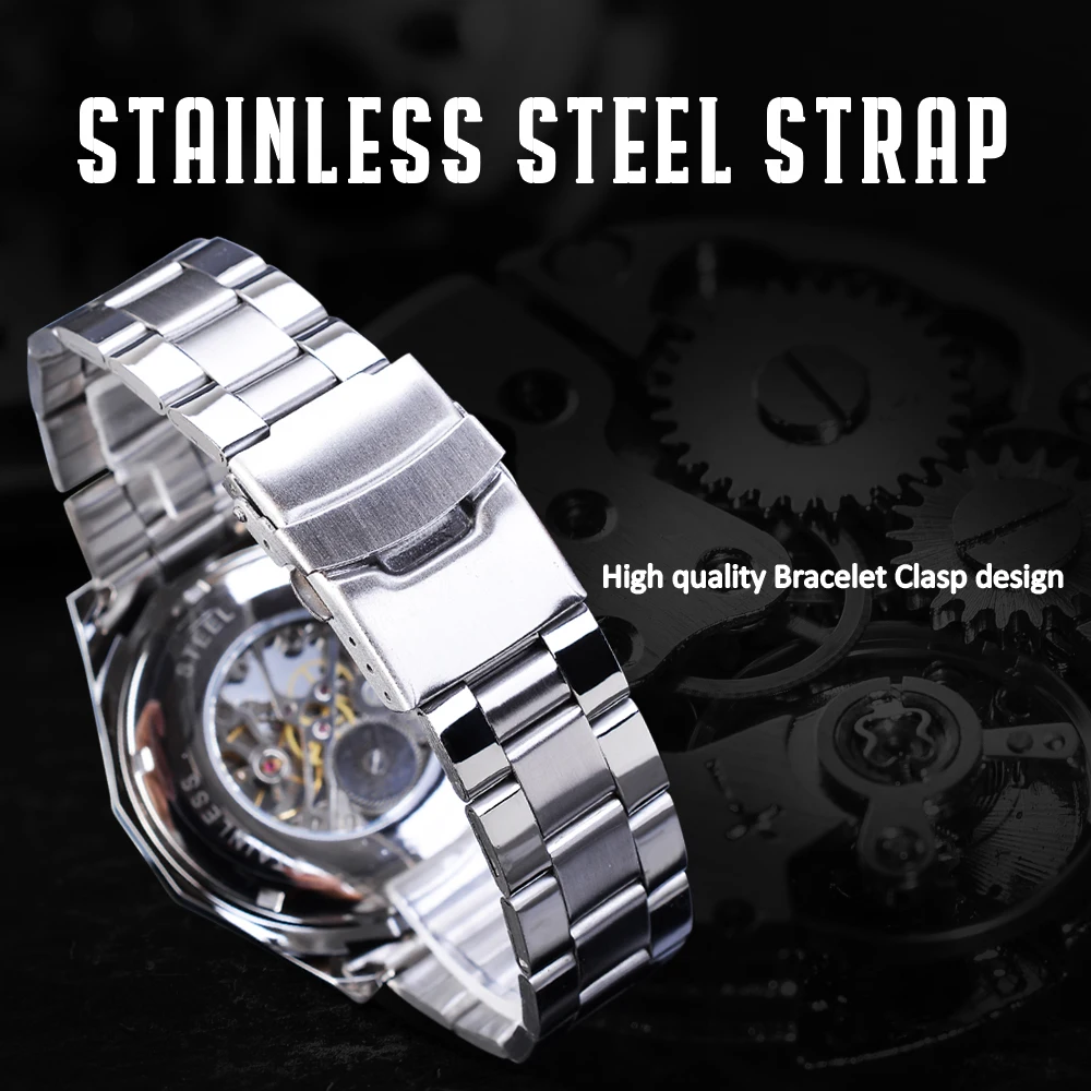 WINNER Classic Skeleton Watch for Men Luminous Hands Mechanical Watches Stainless Steel Strap Luxury Brand Forsining Wristwatch - Image 17